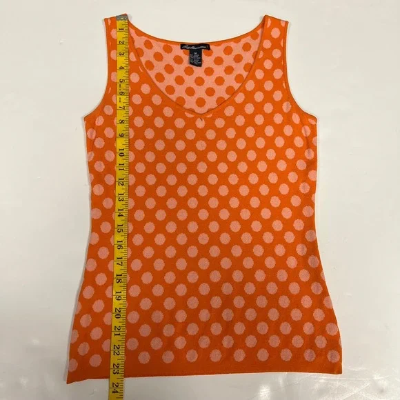Bill Blass Jeanwear Polka Dot Tank Top Sleeveless V Neck Orange M - Picture 7 of 7